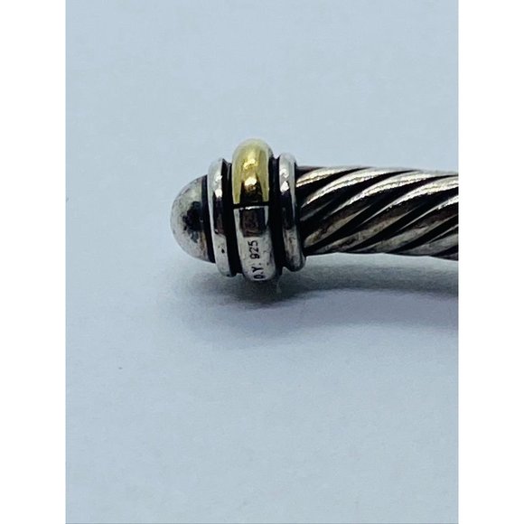 David Yurman Sterling Silver 18K 750 Gold 4mm Dome Bracelet - Picture 8 of 8